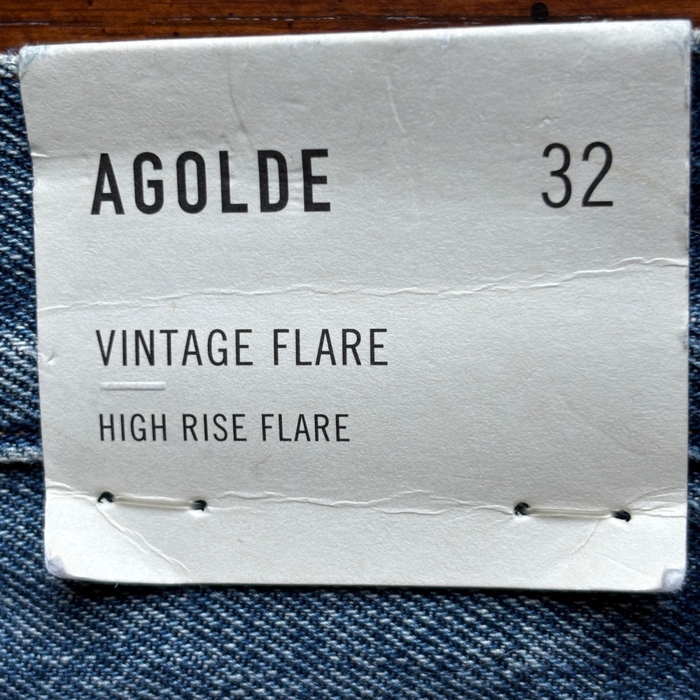 NEW AGOLDE Women 100% Organic Cotton Vintage High Rise Flare Medium Wash Jean 32 - Picture 9 of 16